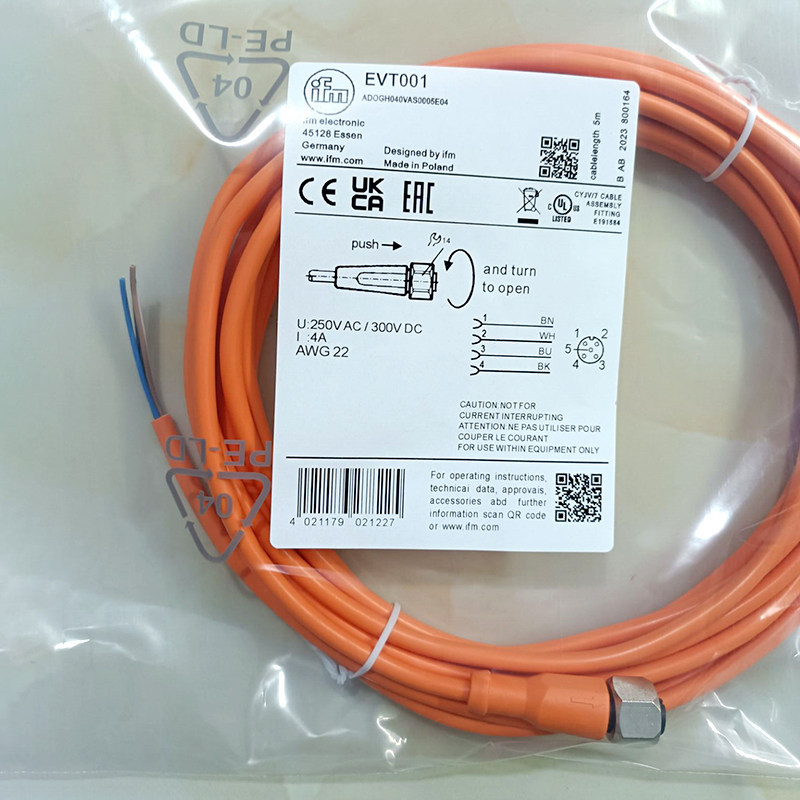 Yifumen Sensor EVC001 004 EVT/EVW/EVS M12/M8 สายเชื่อมต่อปลั๊ก 4-Core/5-Core