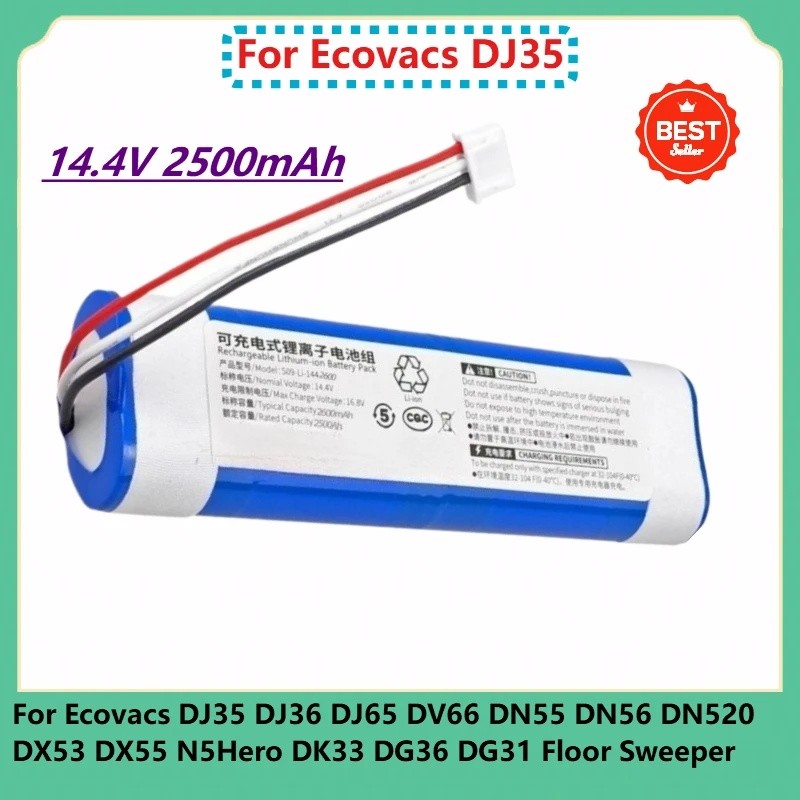 14.4V 2500mAh แบตเตอรี่ทดแทนสําหรับ Ecovacs DJ35 DJ36 DJ65 DV66 DN55 DN56 DN520 DX53 DX55 N5Hero DK3