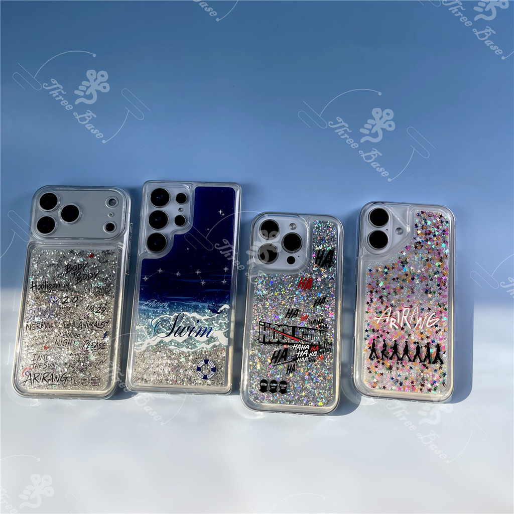 เคสโทรศัพท์ KPOP ARIRANG SWIM FLiquid Glitter Quicksand เคสโทรศัพท์ Suga Jungkook JHOPE สําหรับ SAMSUNG S26 ULTRA S25 ULTRA S24 FE S23 เลื่อมกันกระแทก