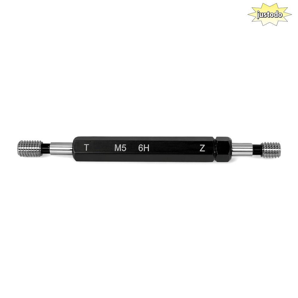 JUSTO เครื่องวัดเกลียว, M5x0.8 สีดําปลายคู่เครื่องวัดด้าย, ทนทาน 6H Tolerance วัสดุเหล็กเมตริกวัดด้า