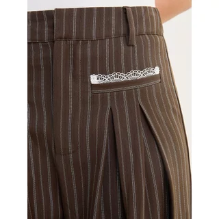 [Pomelo] กางเกงขายาวทรงขากว้างลายทาง / Pinstripe Wide Leg Pants