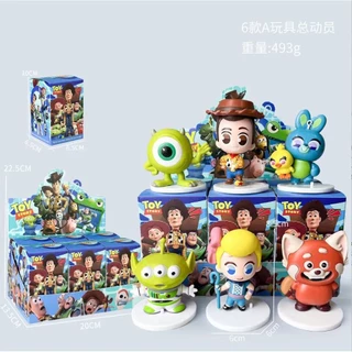 6 ชิ้น/กล่อง Toy Story 5 Buzz Woody Action Figure ล็อตโซ่หมีอะนิเมะรูปคอสเพลย์องุ่นตุ๊กตาของเล่นสําหรับของขวัญเด็กคอลเลกชันเครื่องประดับรถตกแต่งบ้านเค้กตกแต่ง MLML