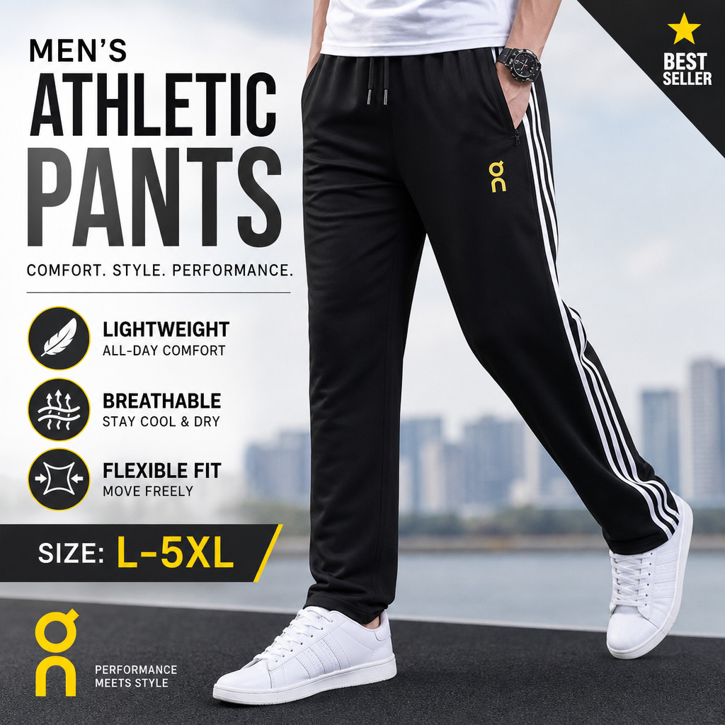 L-5XL กางเกงกีฬาหลวมผู้ชายสามลายสบายๆกางเกงขาตรงขนาดใหญ่ทุกการแข่งขันวิ่ง Trai