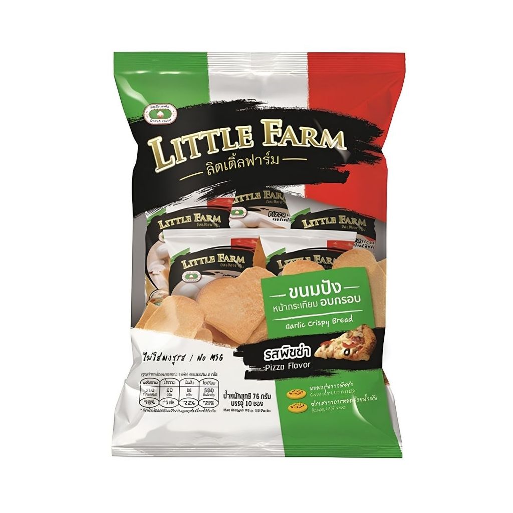 ลิตเติ้ลฟาร์ม ขนมปังหน้าพิซซ่าอบกรอบ Little Farm Pizza Topped Crispy Bread 80g.