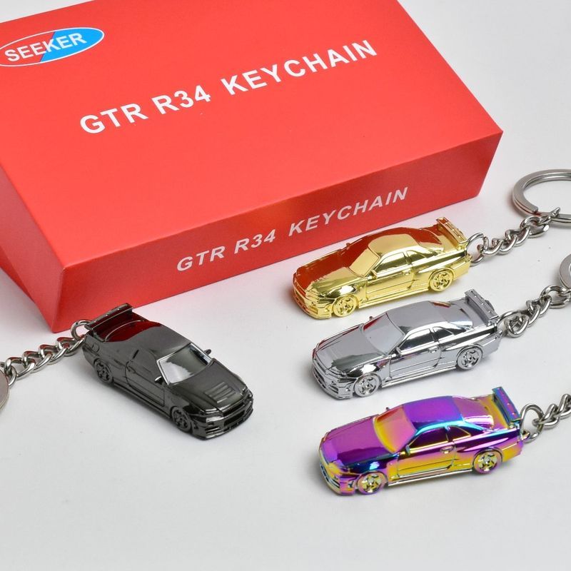 Seeker 1: 87 Nissan GTR R34 พวงกุญแจโซ่ชุบโลหะผสมรถรุ่น Key