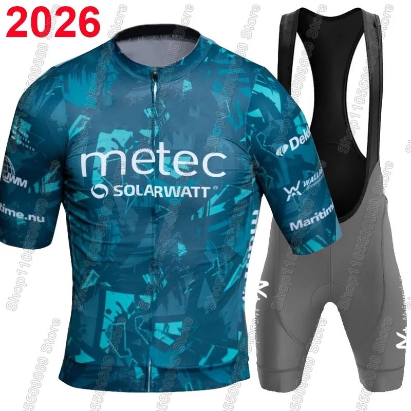 2026 Metec-SOLARWATT ทีมขี่จักรยาน Jersey ชุดเนเธอร์แลนด์เสื้อผ้าผู้ชายชุดแขนสั้นเสื้อจักรยาน Bib กางเกงขาสั้น Ropa