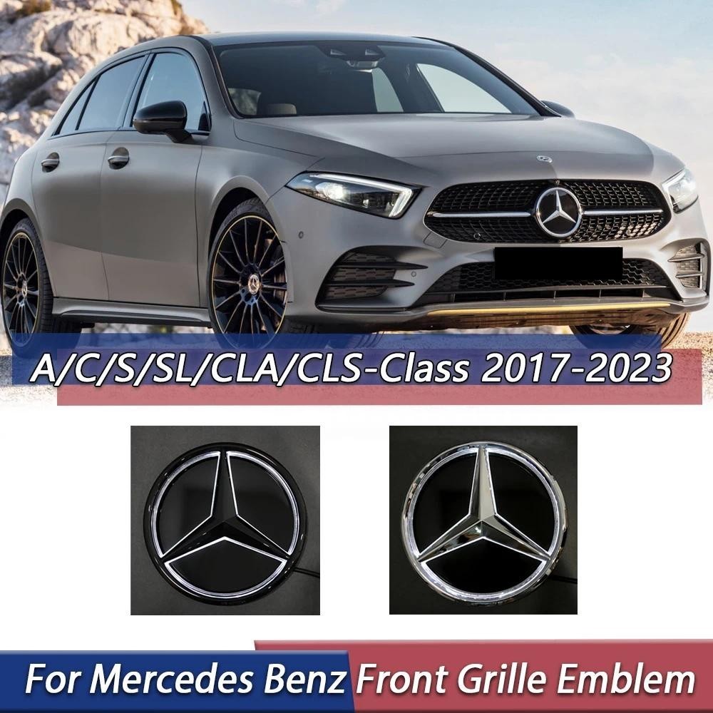 Gloss สีดําใหม่ล่าสุด 3D โลโก้สัญลักษณ์สําหรับ Mercedes Benz A/C/S/SL/CLA/CLS 17-23 W205 W177 W217 R