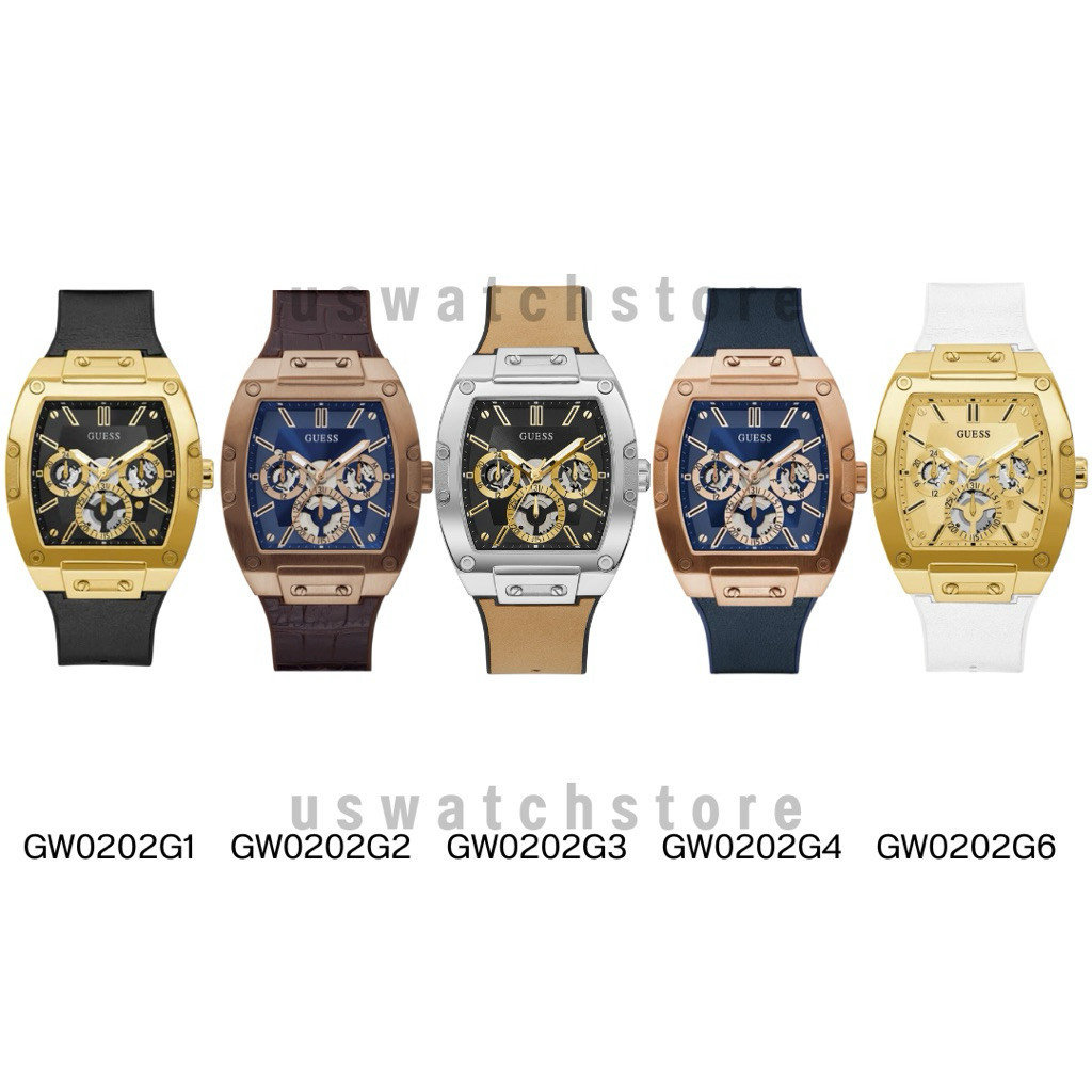 นาฬิกาผู้ชายสีดําและทอง-Tone นาฬิกามัลติฟังก์ชั่นสแควร์ GW0202G1 GW0202G4 GW0203G1 GW0032G1 43 มม.
