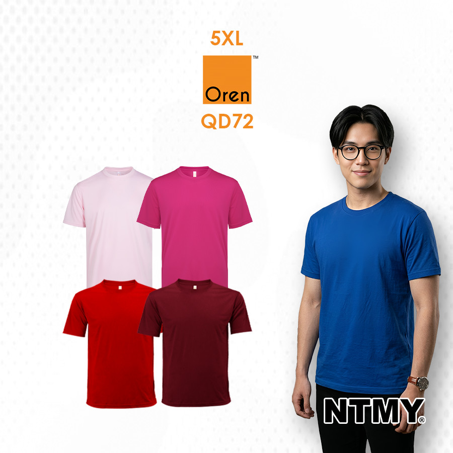 QD72 Oren Sport Plus ขนาด Quick Mini ตาไก่ไมโครไฟเบอร์ Unisex ธรรมดารอบคอ Jersey เสื้อยืด NTMY 6
