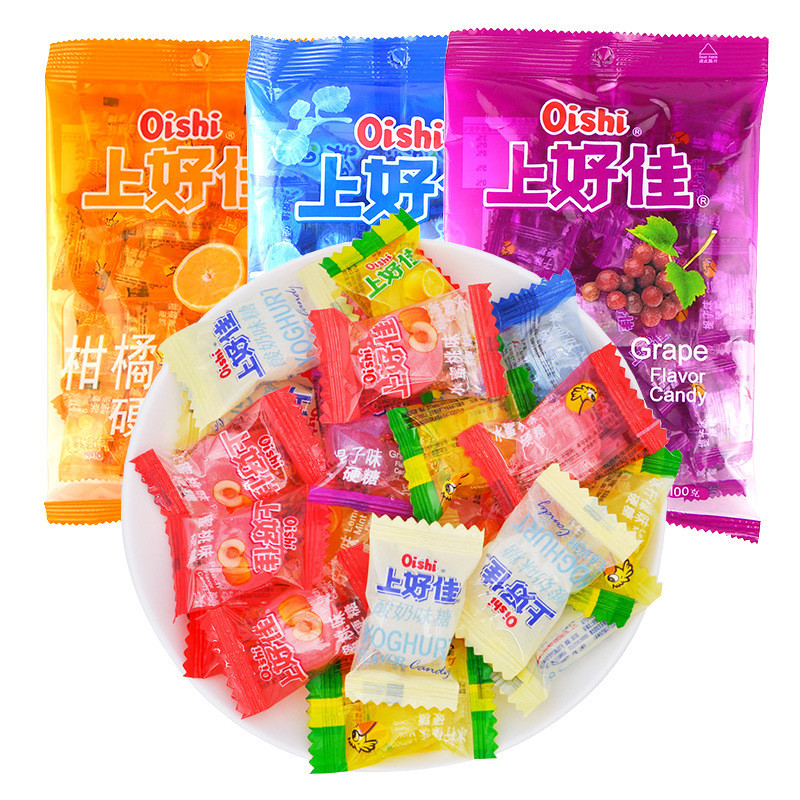 Shanghaojia Fruit Flavour Candy Grape Citrus Grape Flavour Candy Snacks 100g ถุงซูเปอร์มาร์เก็ตอาหาร
