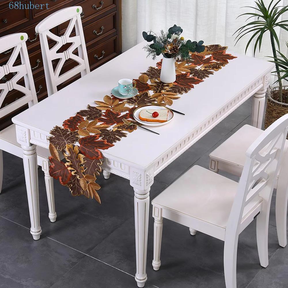 HUBERT Maple Leaf ปักตาราง Runner, ตกแต่ง Hollow Design Maple Leaf Placemat, Party Dinning ผ้าปูโต๊ะ