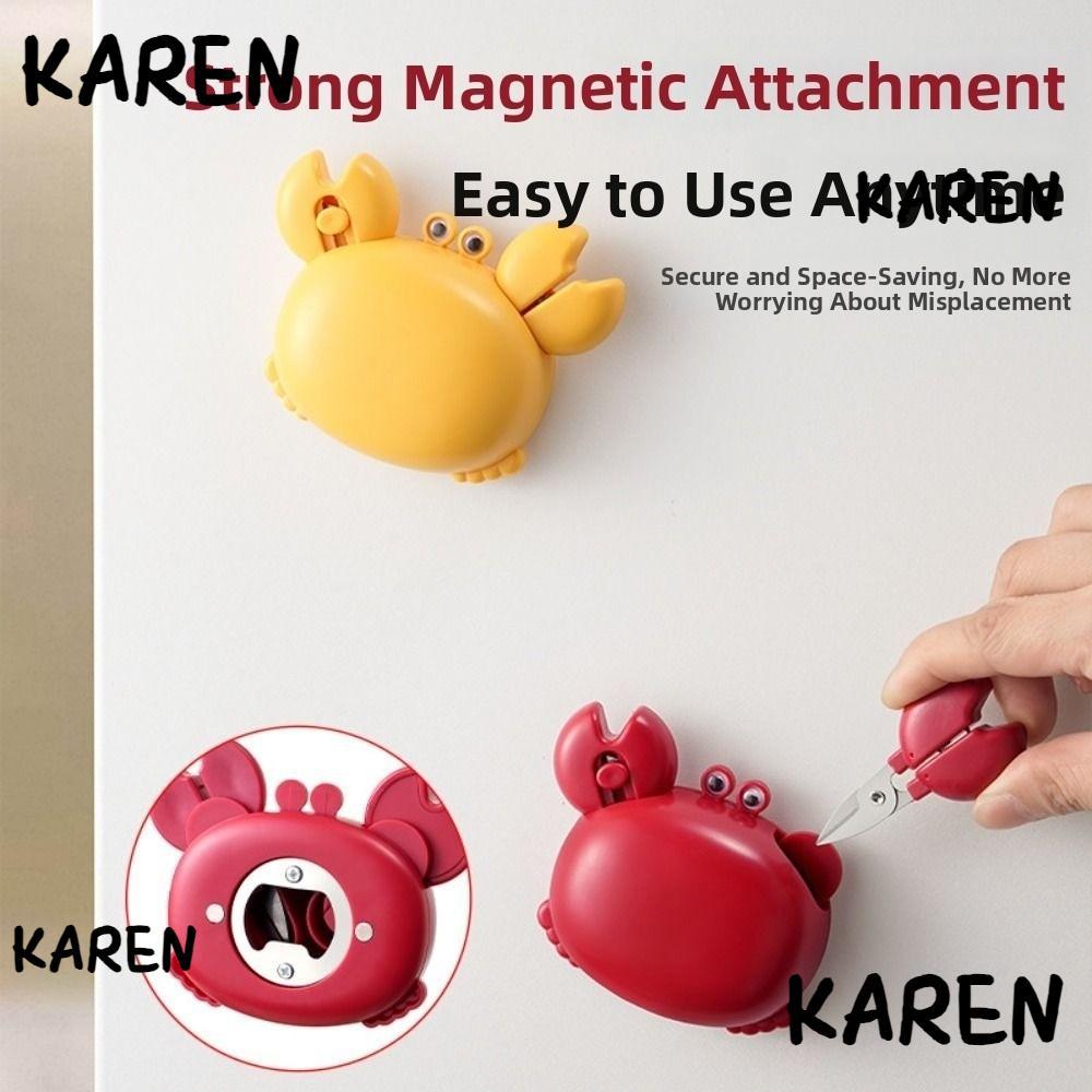 KARENGOODS ที่เปิดขวดแม่เหล็ก, การ์ตูนปู 4-in-1 Crab ที่เปิดขวด, Creative พร้อม Mini Scissors & Box 