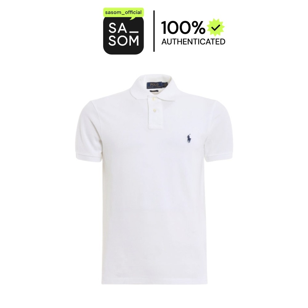Polo Ralph Lauren Logo Pique Cotton Polo Shirt White | ของแท้ ตรวจสอบโดย SASOM