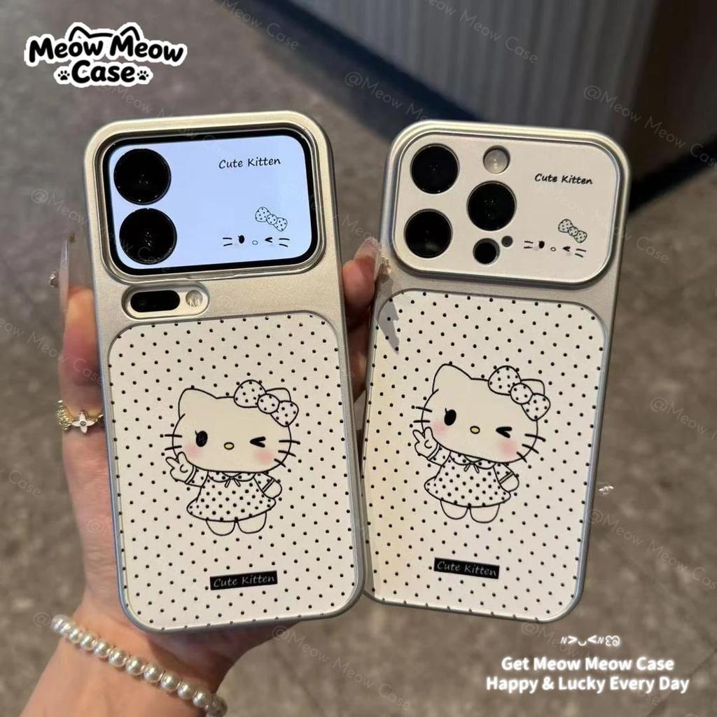 แปลงร่างเป็น iPhone 17 Pro Max เคสหนังสำหรับ iPhone 13 14 15 16 Pro Max Plus ลายจุดน่ารักดี KT
