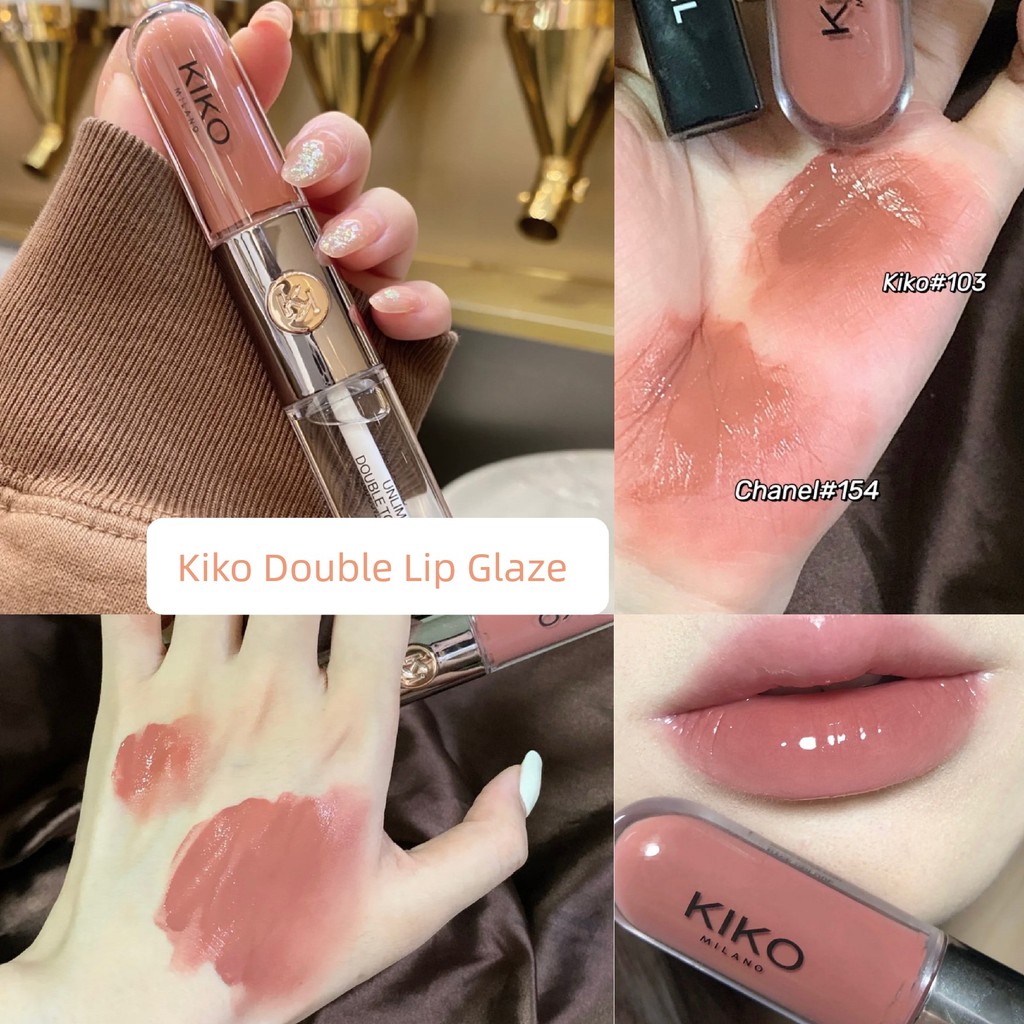 ลิปกลอสใส ลิปมัน Kiko Almond Transparent Matte Non-Stick Cup ลิปกลอสสองหัว
