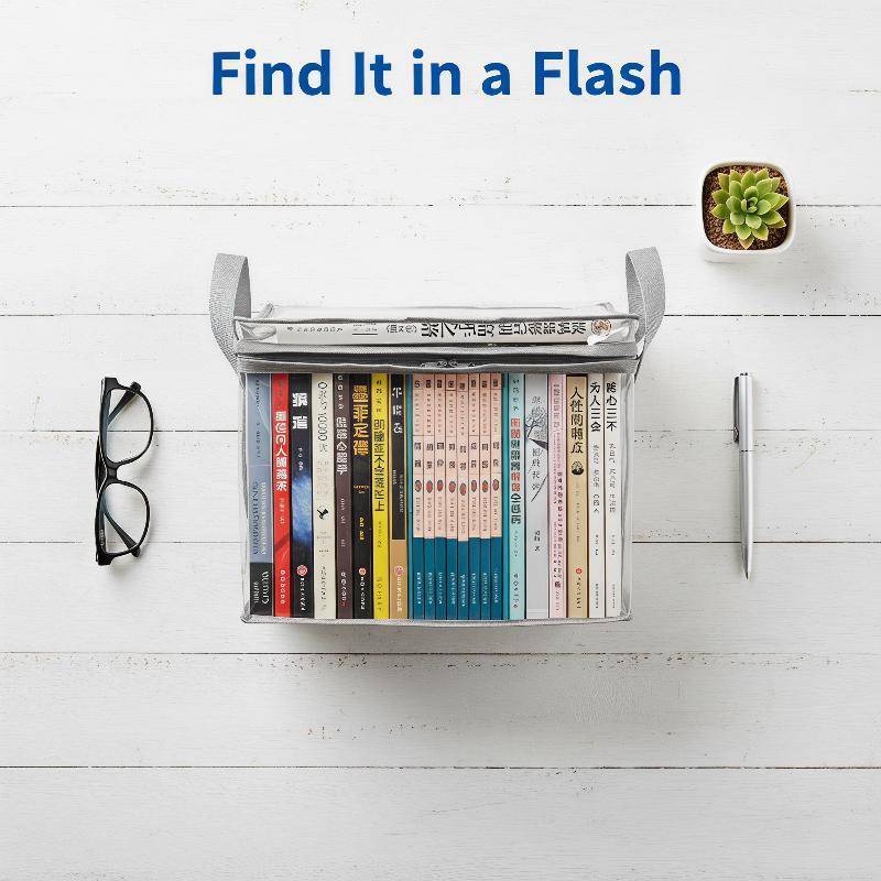 [Feel] PVC ใส Book Storage Organizer ซิปปิดผนึกฝาปิดเสริมจับกรณีแบบพกพาสําหรับโรงเรียนหอพัก Home [ใหม่]