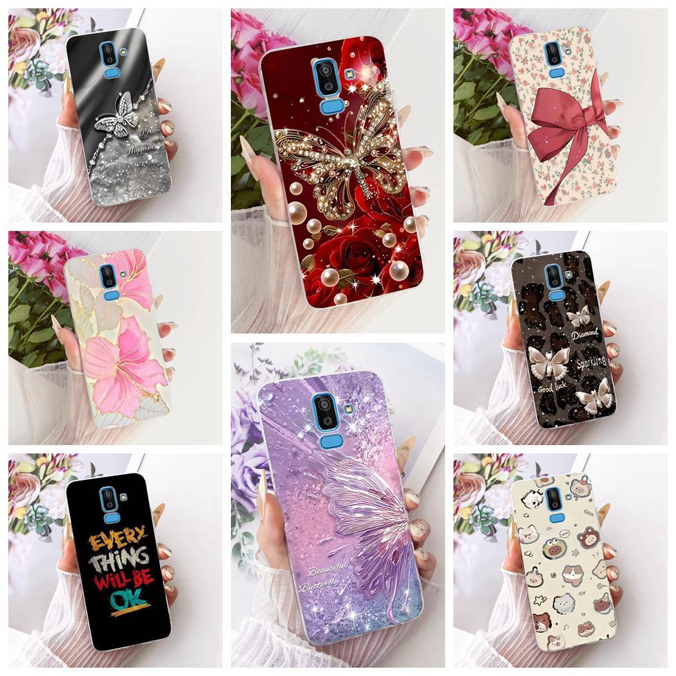 สําหรับ Samsung Galaxy J8 2018 J810F J810M สําหรับ Samsung J8 2018 Casing Clear น่ารักหรูหราดอกไม้ C