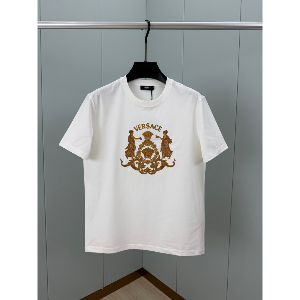 เวอร์ซาเช่/เวอร์ซาเช่/2026ต้นฤดูใบไม้ผลิสไตล์ใหม่เสื้อยืดแขนสั้นผู้ชายสไตล์ผู้หญิงสไตล์คู่ญี่ปุ่นตะว