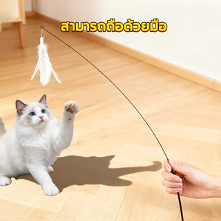 BaanPet ไม้ตกแมว ขนนก ของเล่นแมว คลายเครียด มีกระดิ่ง