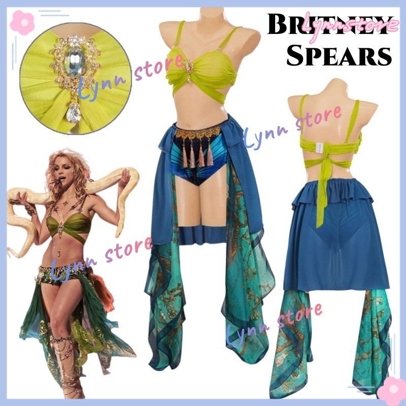ผู้หญิง Y2K งู Charmer คอสเพลย์ชุด BRITNEY SPEARS 2001 VMA เครื่องแต่งกายปาร์ตี้ฮาโลวีนเครื่องแต่งกา