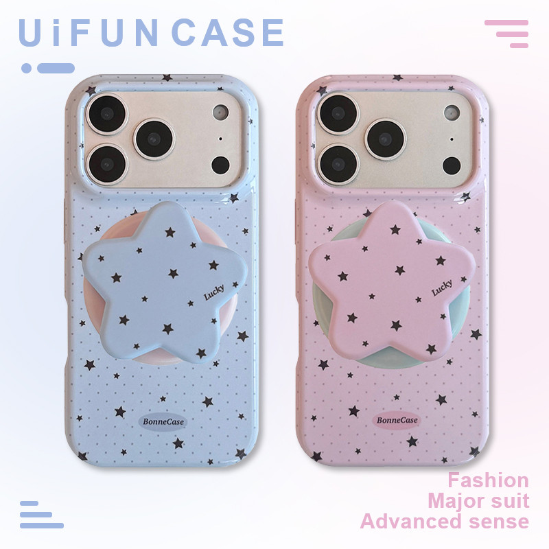 Chic Macaron สีดาวรูปจุด Kickstand เคสโทรศัพท์แม่เหล็กสําหรับ iPhone 17 16 15 14 Pro Max iPhone 13 กันฝุ่น Anti-collision TPU Mobile Shell