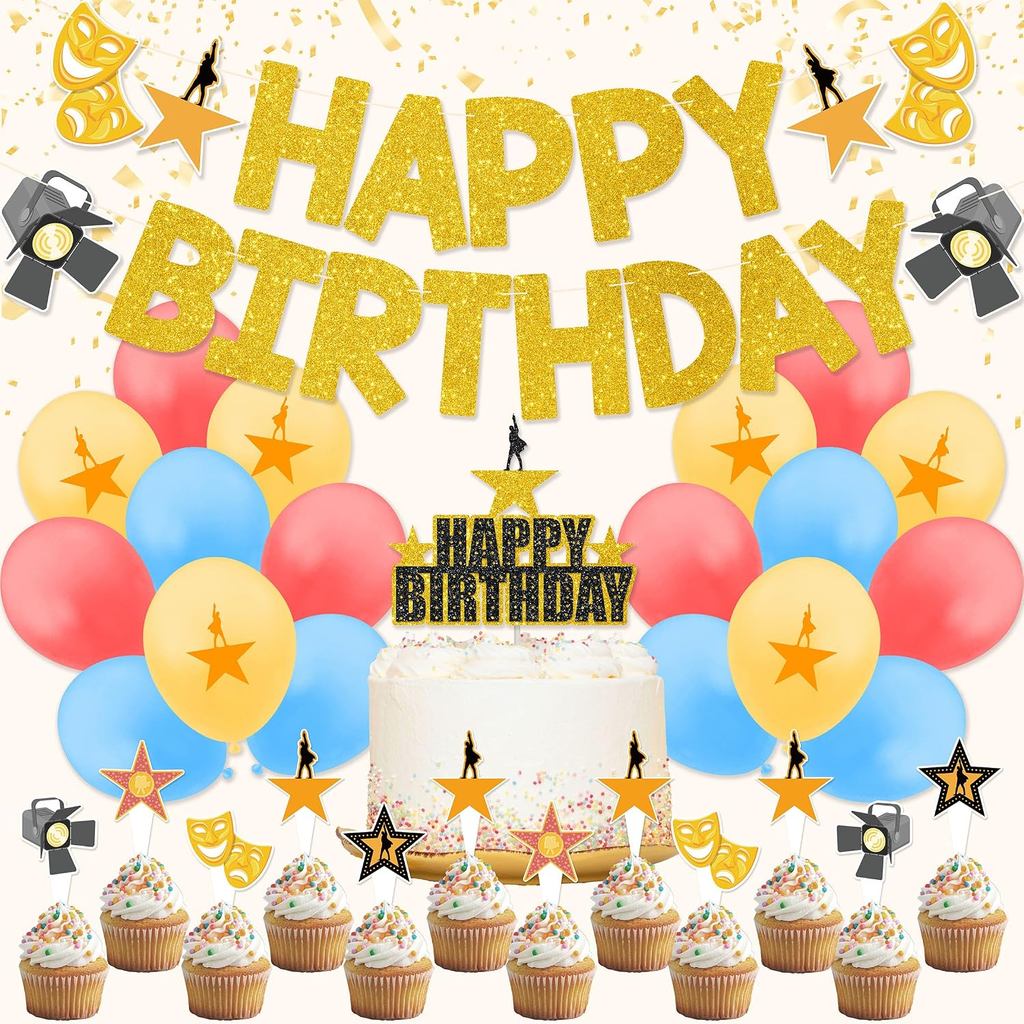 Hamilton Birthday Decorative - Hamilton Party Décor ประกอบด้วย Hamilton Theme Banner เค้ก Topper Cup