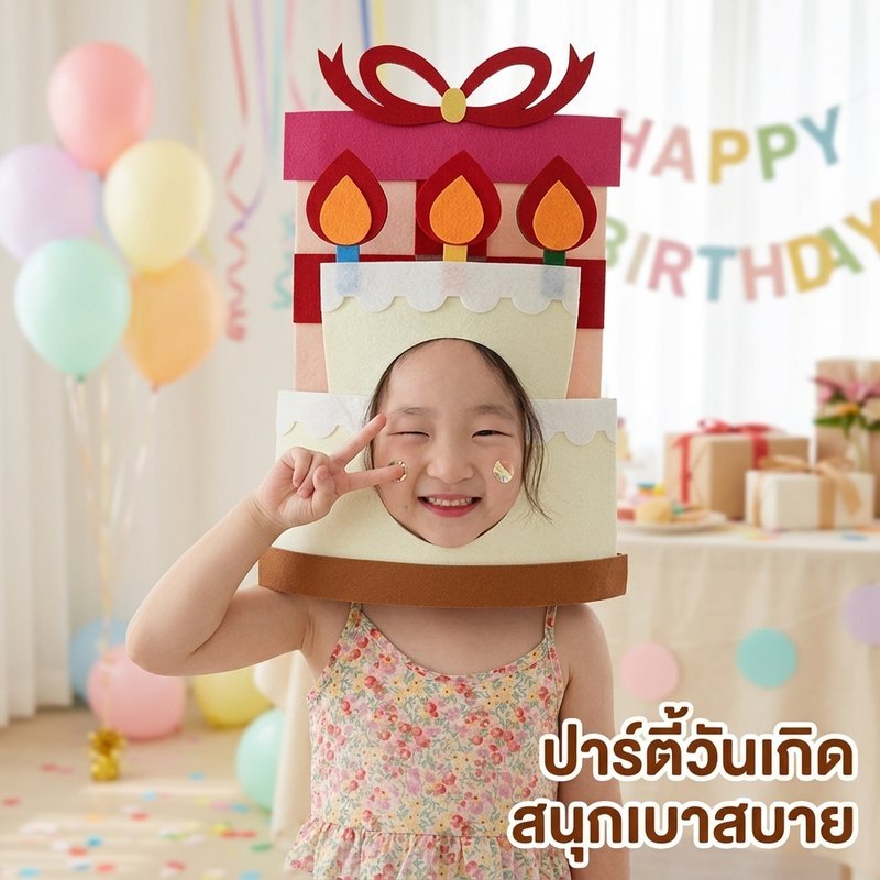 หน้ากากวันเกิดเด็ก หน้ากาก Happy Birthday หมวกปาร์ตี้ ถ่ายรูปพร็อพปาร์ตี้ธีม สวมใส่ง่าย น้ำหนักเบา