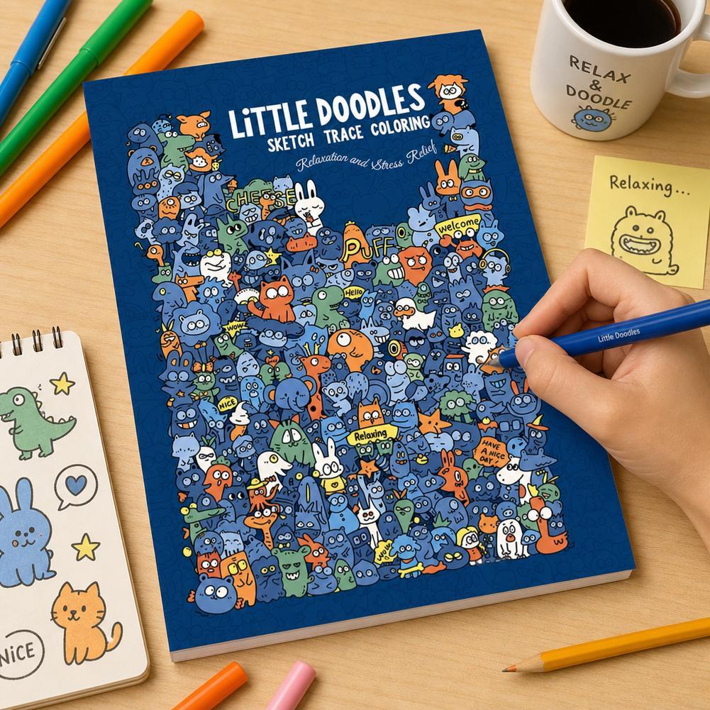 สมุดระบายสีสําหรับผู้ใหญ่ Stress Relief Doodle Drawing Book U0W8
