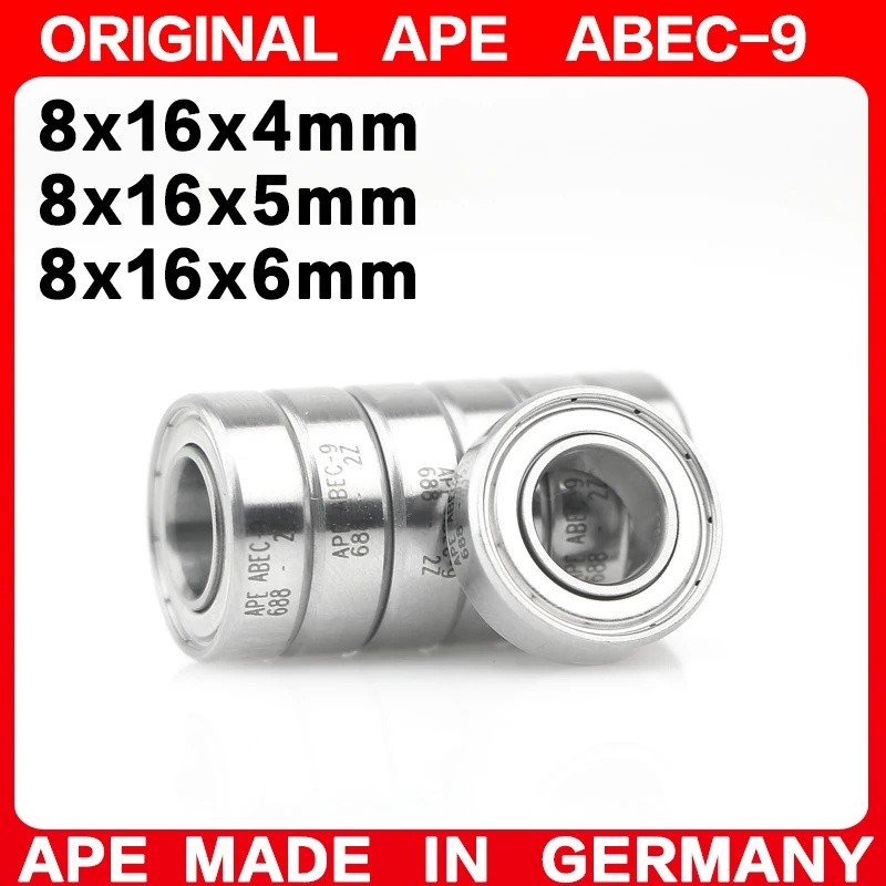 10PCS เยอรมนี ABEC-9 แบริ่ง 688 618/8 628/8 638/8 8*16*4 8*16*5 8*16*6 mm ZZ -2Z -2RS Miniature Prec