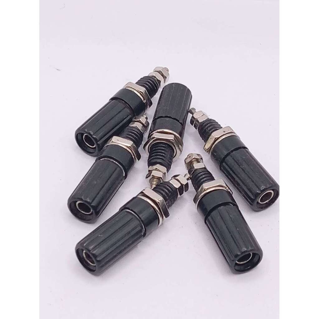 ปลั๊กกล้วยตัวเมีย (Banana Jack) ขนาด 4 มม. สีดำ สำหรับติดแท่น