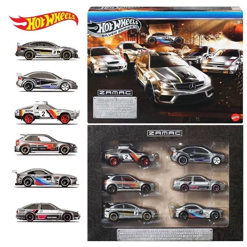 [สต๊อกพร้อมกําพร้า] Hot Wheels ZAMAC Silver Label 6 Car Gift Box Set 1: 64 Alloy Car Model Mercedes-