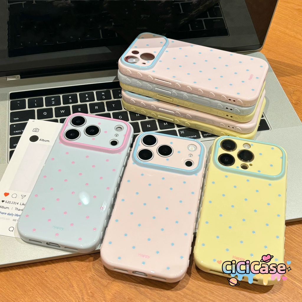 เคสโทรศัพท์ลายจุดสีฟ้าและสีชมพู เหมาะสำหรับ Samsung A07 A17 A56 A36 A05s A05 A04 A03s A16 A15 A14 A13 A12 A11 A10s A55