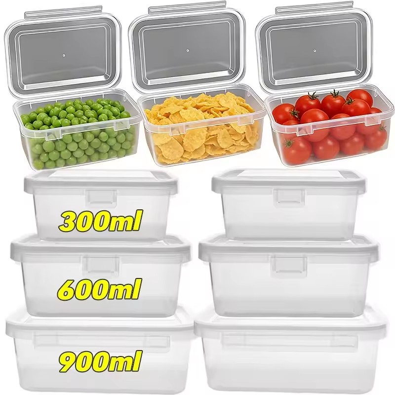 1/3PCS Clear Airtight อาหารภาชนะเก็บ Stackable พลาสติกอาหาร Prep กล่องพร้อมฝาปิดสําหรับห้องครัวตู้เย็น Pantry