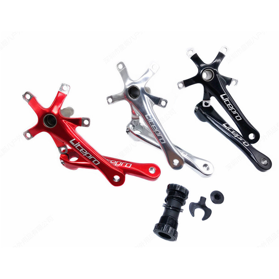 Litepro รถพับแบบบูรณาการ Hollow Crankset แบบบูรณาการ Hollow Hollow Crank Crankset SP8 412 แกนกลาง