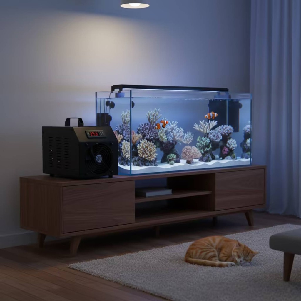 Aquarium Chiller ที่มีประสิทธิภาพถังน้ํา Chiller Aquarium Water Cooler อัตโนมัติเสียงรบกวนต่ําสําหรั