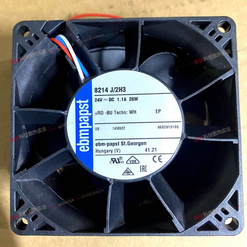 8214J/2H3 ยี่ห้อใหม่ 8038 8 ซม.พัดลม 1.1A 26W 24V พัดลมระบายความร้อนสามสายนําเข้า