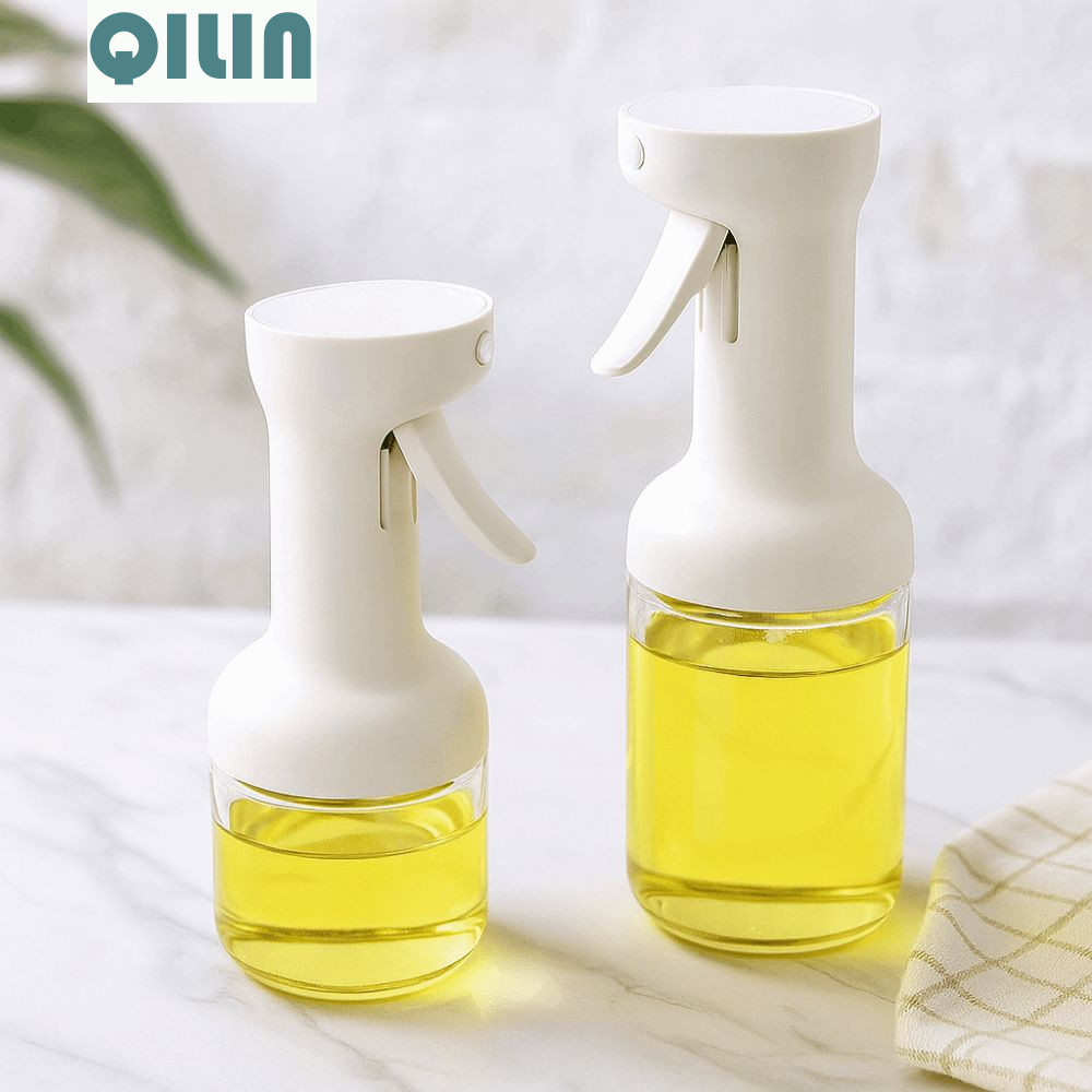 QILIN Atomized Oil Spray, Press 280/450ml Oil Spray,ปฏิบัติโปร่งใสแก้ว Leak-proof Oil Dispenser Baki