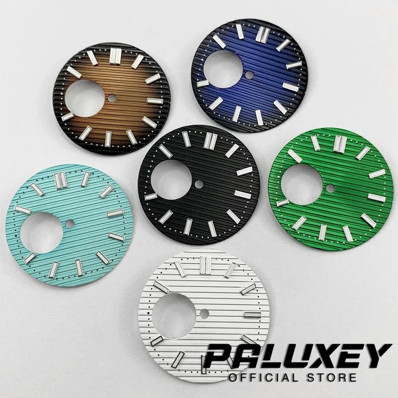 PALUXEY NH38 29.5 มม.สีเขียว Luminous นาฬิกา Dial Nautilus Skeleton Mechanical นาฬิกา Faces สําหรับ 