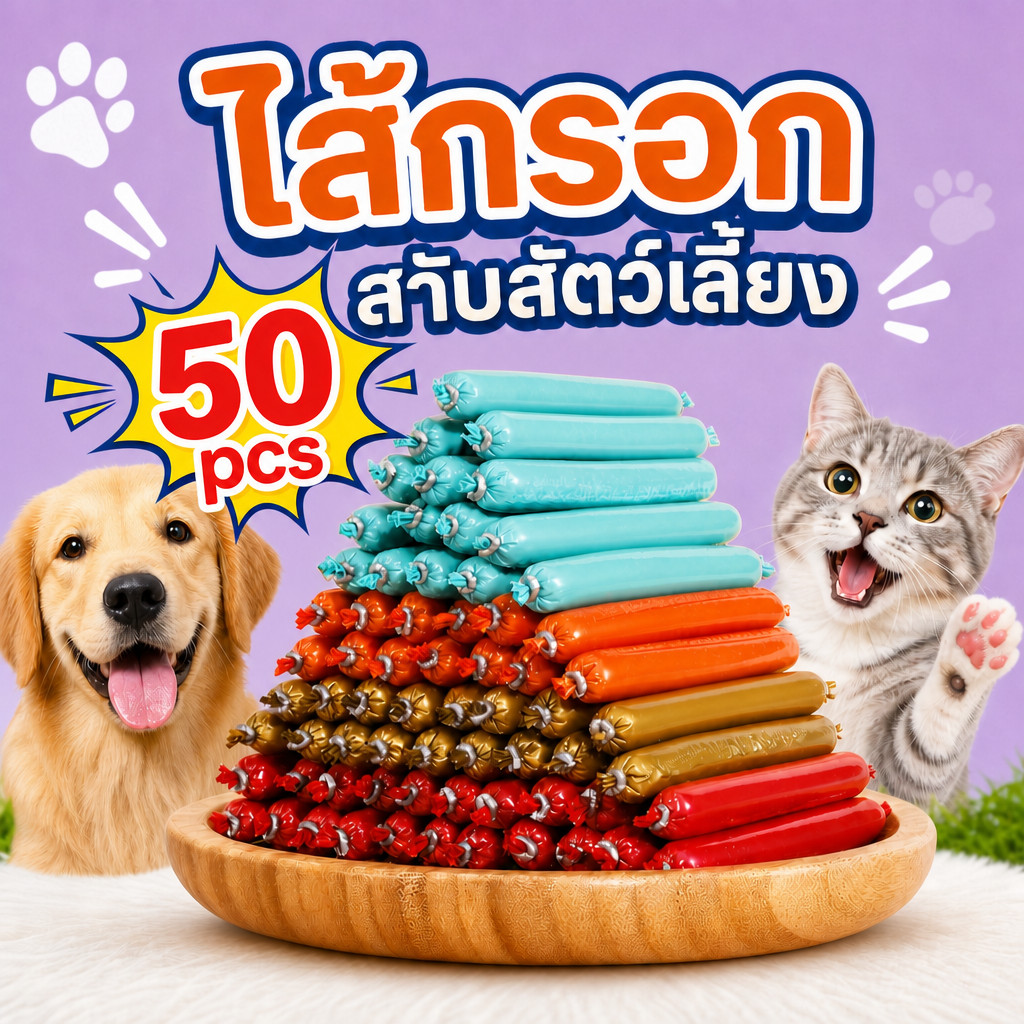 ไส้กรอกแฮมสุนัขอาหารหมา อาหารแมว ขนมแมว ขนมสุนัขแปรรูปจากเนื้อ เป็ด ไก่ ปลา ไส้กรอกสุนัขแมวไส้กรอกสั