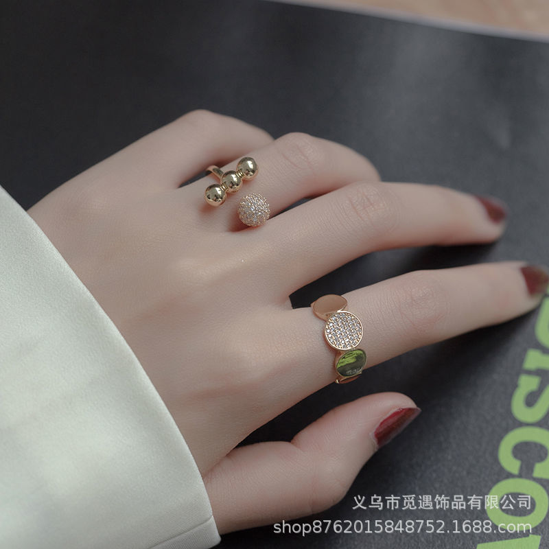เปิดแหวน Micro-Inlaid อารมณ์หญิงแฟชั่นประณีตอินเทรนด์ Niche Design Index Finger แหวน 8.15 P9K1