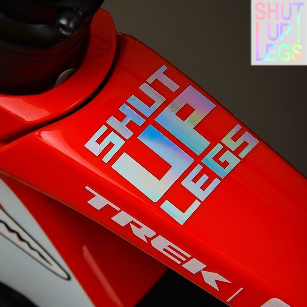 2PCS SHUT UP LEGS จักรยานสติกเกอร์จักรยานกรอบด้านบนหลอดตกแต่งหมวกกันน็อคไวนิล Decal สําหรับ MTB จักรยานกันน้ําอุปกรณ์จักรยาน