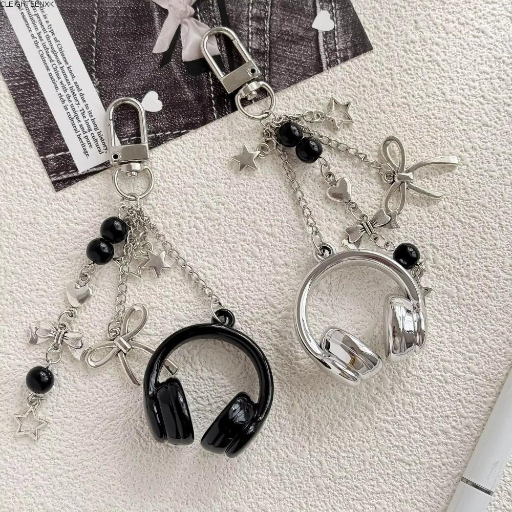 CLEIGHTEEN8H Music Headphone Bag Charms, กระเป๋าตกแต่ง Y2K หูฟัง Charms, สายคล้องโทรศัพท์แบบแขวน