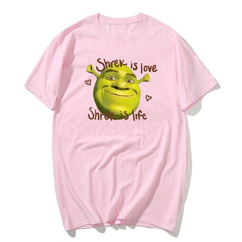 Shrek เป็นความรัก Shrek เป็นชีวิตพิมพ์เสื้อยืด ผู้ชาย ผู้หญิง เสื้อยืดฝ้ายฤดูร้อน แฟชั่นที่ทันสมัย เ