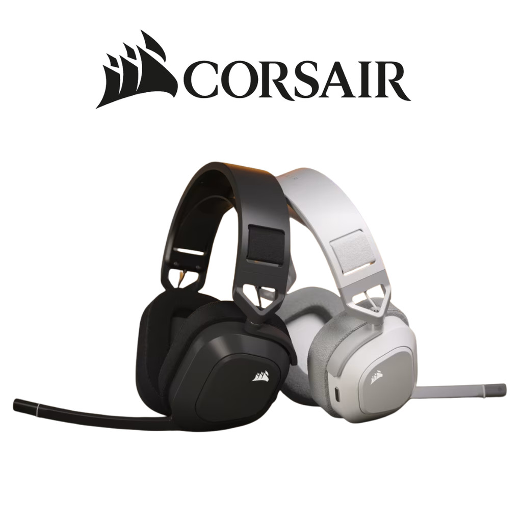 CORSAIR HEADSET หูฟัง GAMING HEADSET HS80MAX WIRELESS RGB STEEL GRAY/WHITE ประกัน 2 ปี