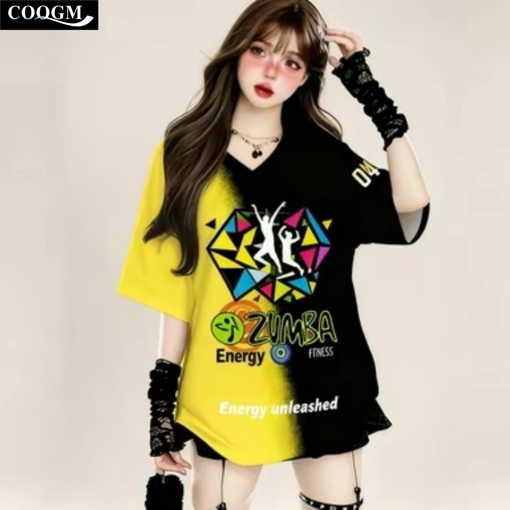 Zumba V คอ Tshirt ระเหิด Breathable Quick Dry Dance Top ผู้หญิงผู้ชายออกกําลังกาย Gym Activewear รัก