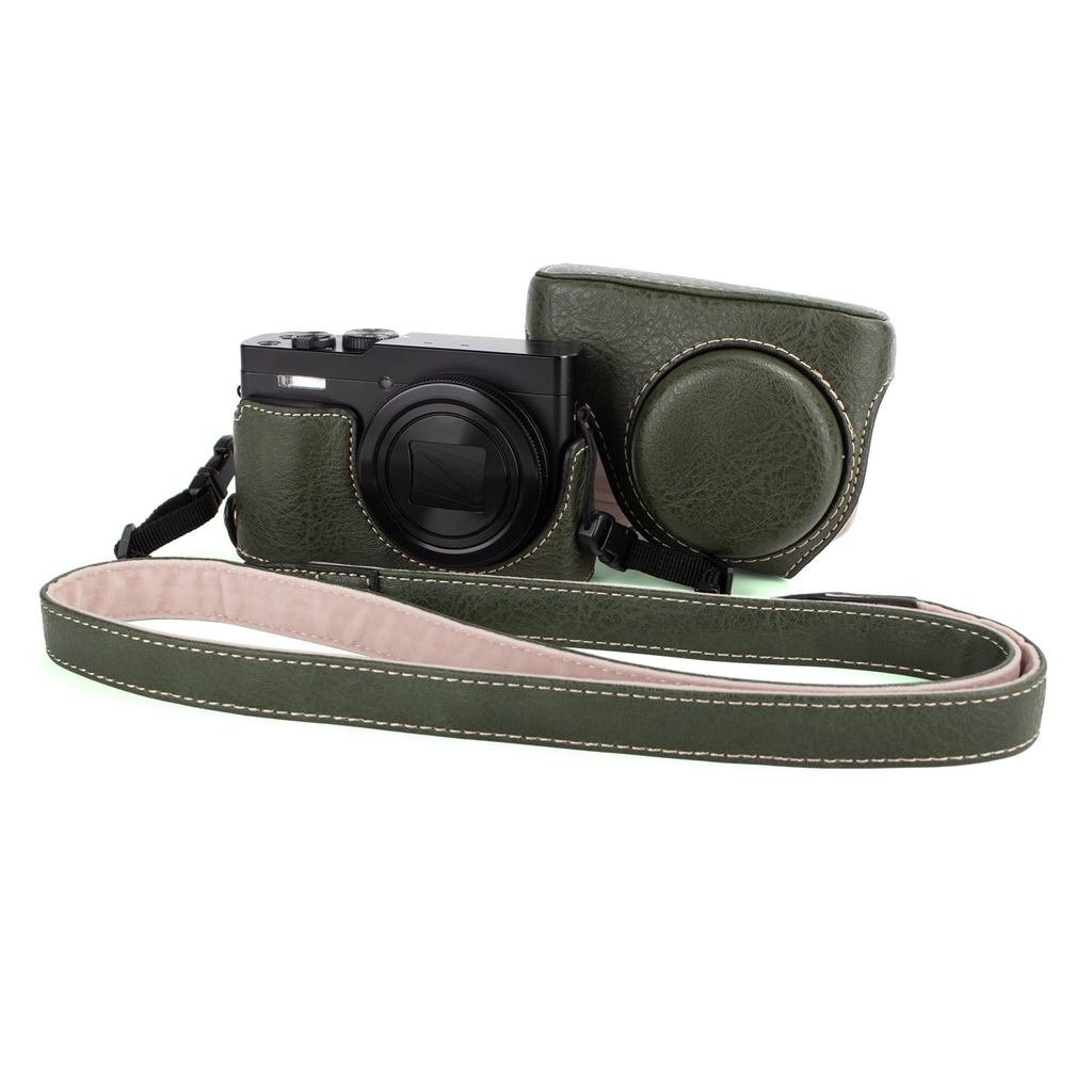Universal PU Leather Camera Case for Panasonic Lumix DC-ZS99/TZ99 with Removable Flip Cover and Adju