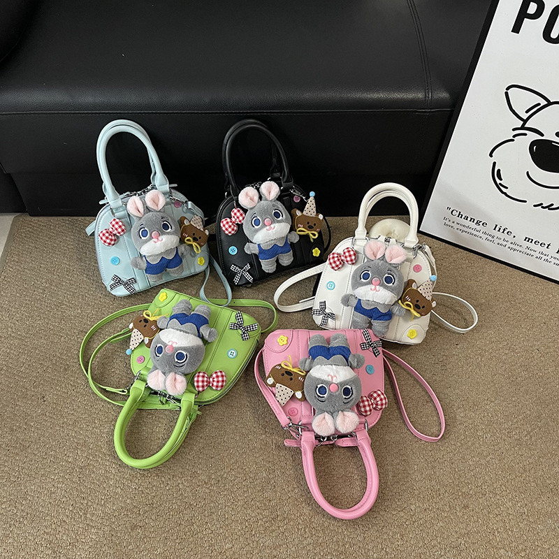 การ์ตูนเกาหลี Crazy Rabbit Doll กระเป๋าถือหญิงแฟชั่นสไตล์ตะวันตกกระเป๋าสะพายไหล่เดียวช้อปปิ้งเดินทางต้องมี