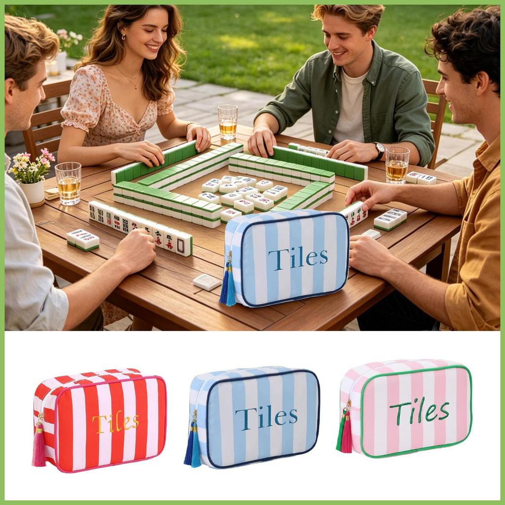 Mahjong Tile Storage Bag Mah Jong อุปกรณ์เสริมกระเป๋าอเมริกัน Mah Jong กระเป๋าสําหรับผู้หญิงผู้ชายเก