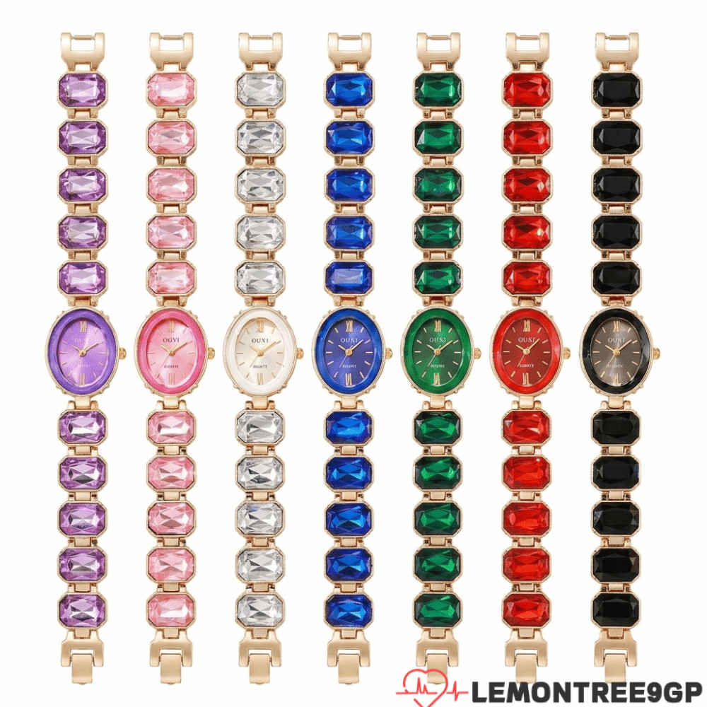 LEMONTREE9GP Rotundity Shaped Watch, Diamond Studded Watch Strap with Adjustable Bracelet Quartz Wat