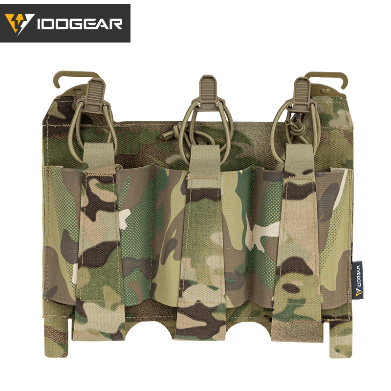 IDOGEAR TEAR Front Flap Triple 556 Mag Pouch Hook & loop Elastic Velcro-tape Outdoor Mag Holder 3599